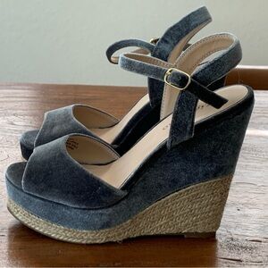 Zigi Soho Pewter Velvet Espadrille Wedge Sandals